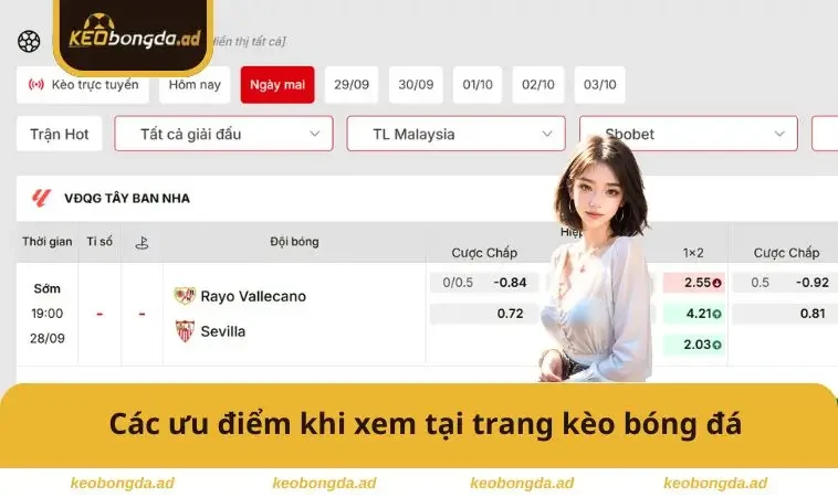 Các ưu điểm khi xem tại trang kèo bóng đá